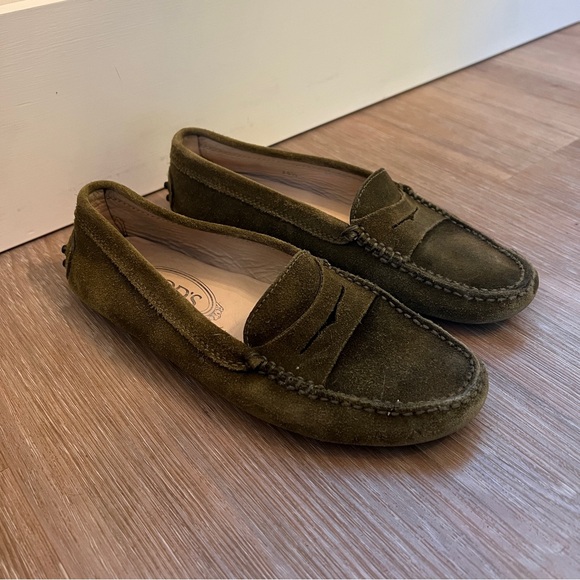 Tod's Shoes - Tod’s Olive Green Suede Driving Loafers Size 6.5 / EU 36.5 shoes